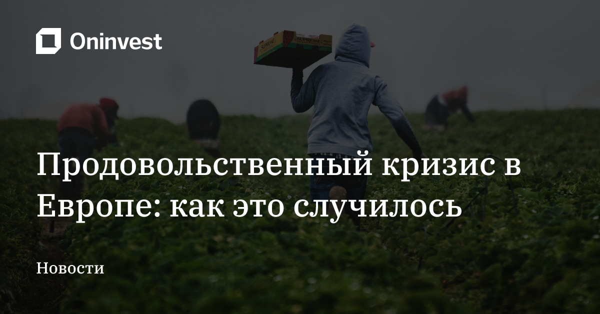 Продовольственный кризис в Европе: как это случилось – Oninvest