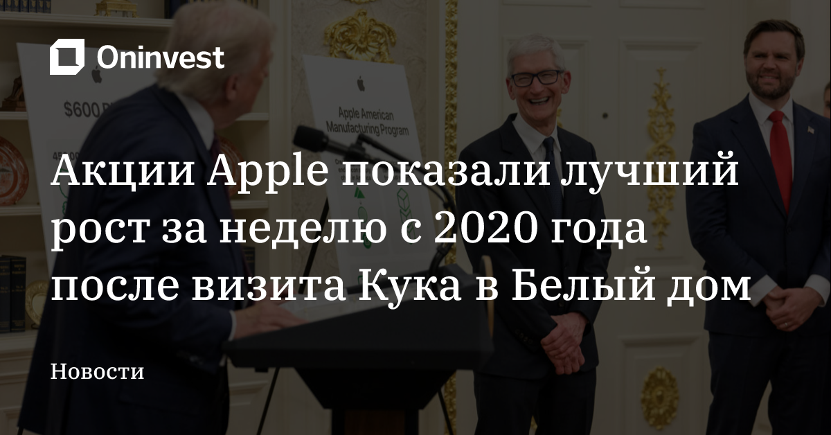 Акции Apple показали лучший рост за неделю с 2020 года после визита Кука в Белый дом – Oninvest