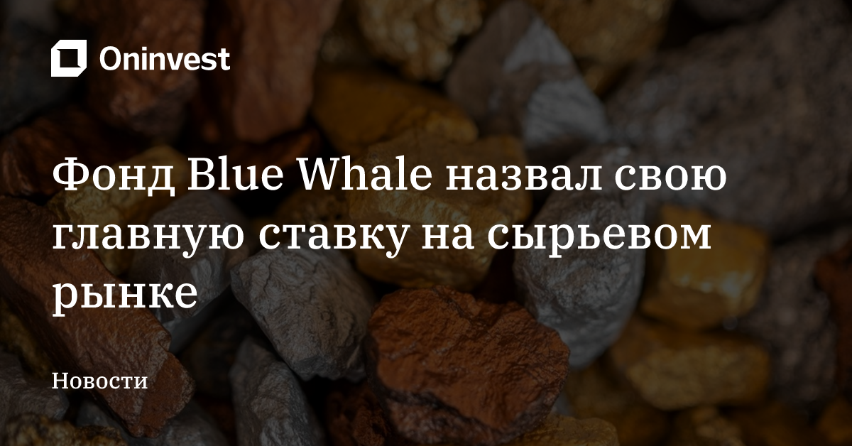 Фонд Blue Whale назвал свою главную ставку на сырьевом рынке – Oninvest