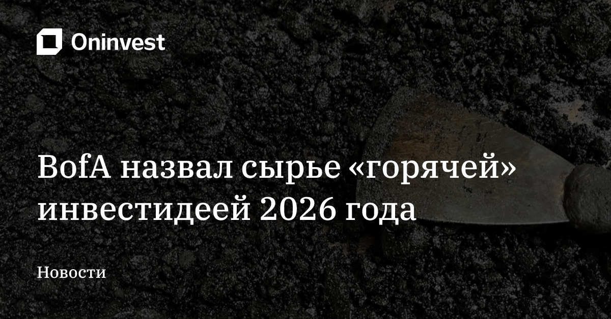 BofA назвал сырье «горячей» инвестидеей 2026 года
 – Oninvest