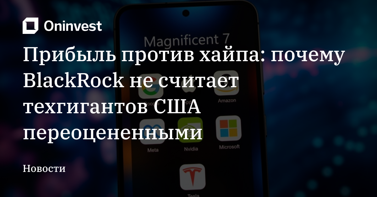 Прибыль против хайпа: почему BlackRock не считает техгигантов США переоцененными
 – Oninvest
