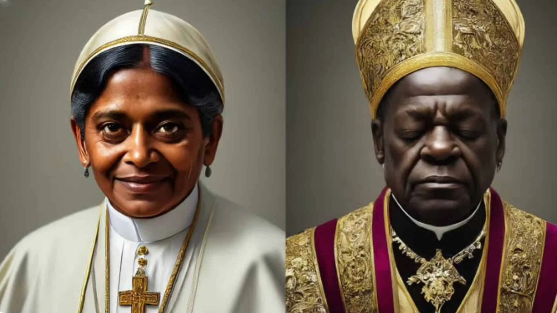 Так чат-бот Gemini изобразил папу Римского (коллаж kursiv.media)