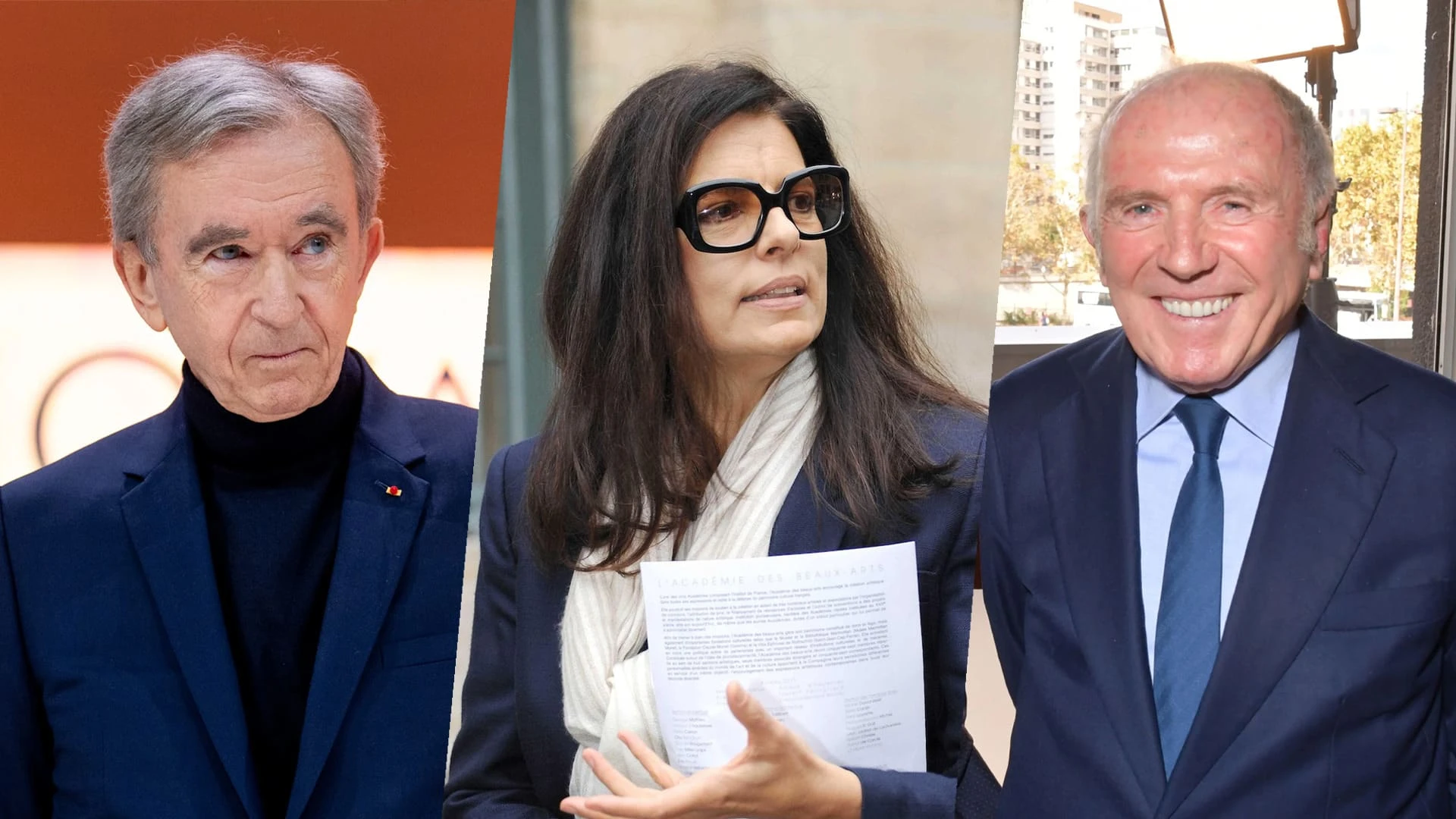 Бернар Арно (слева), Франсуаза Бетанкур-Майерс (по центру) и Франсуа Пино (справа) входят в топ-5 богатейших людей Франции / Коллаж: kursiv.media, бильд-редактор: Дастан Шанай