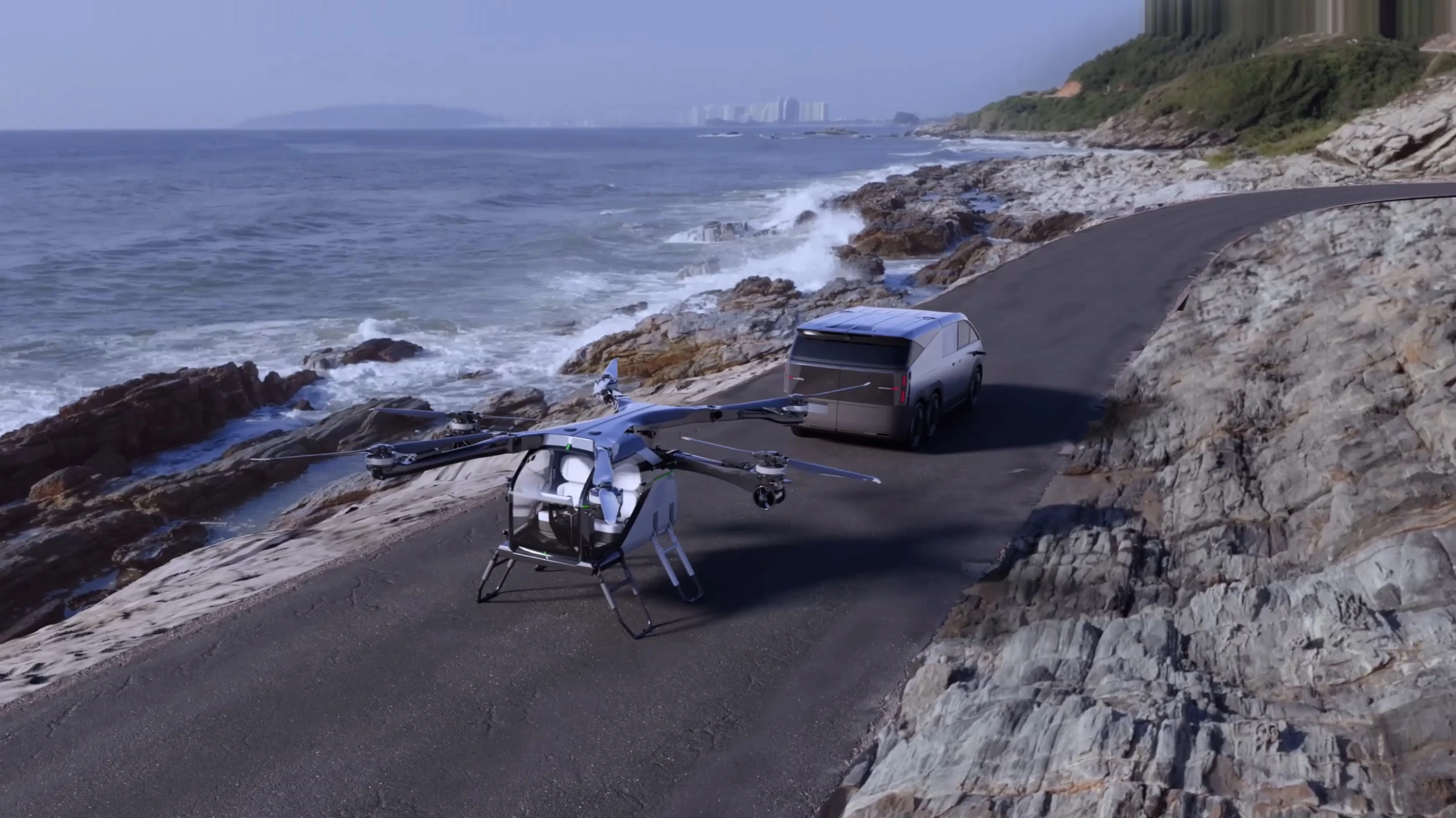 Китайская XPeng планирует в 2026 году первой в мире запустить в серию электромбиль с летающим модулем / Фото:XPeng AeroHT